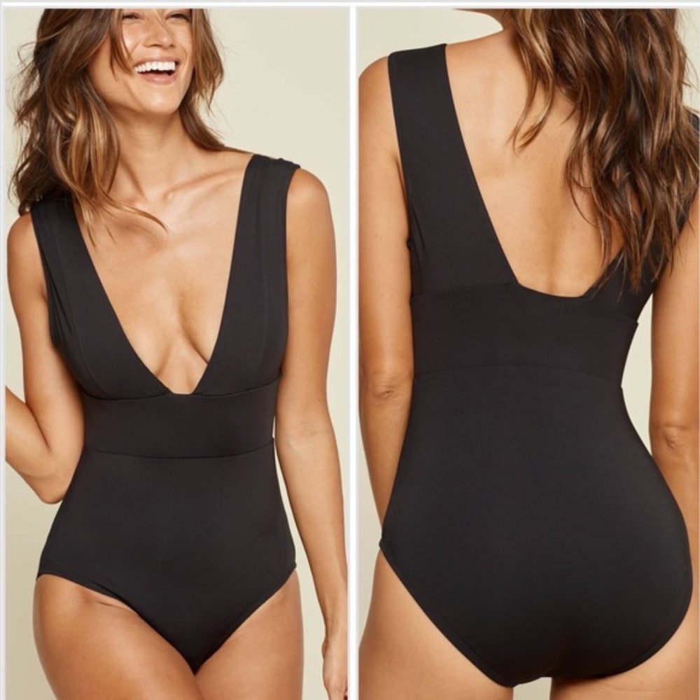 NWT Andie Swim The Mykonos One Piece Swimsuit Black Size Medium TALL MT NEW